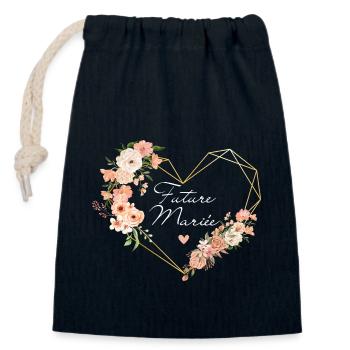 Goldene Herzblume für die zukünftige Braut - Verschließbarer Geschenkbeutel aus Baumwolle (14x20cm) - Navy - Vorne