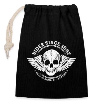 Rider Since 1967 - 58 Years, Still Revving Strong - Closable cotton gift bag (14x20cm) - black - Front