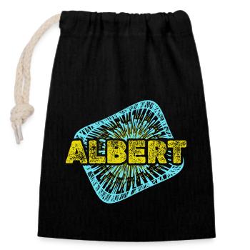 Albert als Freizeit - Verschließbarer Geschenkbeutel aus Baumwolle (14x20cm) - Schwarz - Vorne