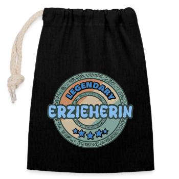 Erzieherin - Verschließbarer Geschenkbeutel aus Baumwolle (14x20cm) - Schwarz - Vorne