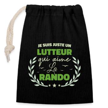 Fier d’être Lutteur et Passionné de la Rando - Sac cadeau en coton avec cordon (14 x 20 cm) - noir - Devant