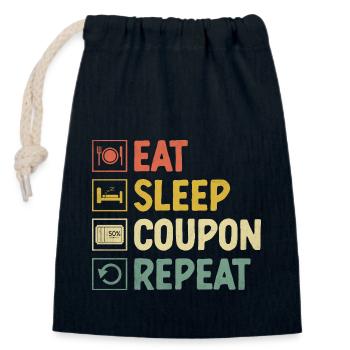 Eat Sleep Gutschein Repeat Couponer Shopper Speichern - Verschließbarer Geschenkbeutel aus Baumwolle (14x20cm) - Navy - Vorne