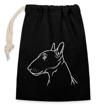Bull terrier miniature tête de profil - Sac cadeau en coton avec cordon (14 x 20 cm) - noir - Devant
