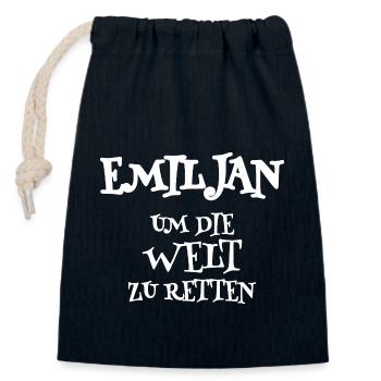 Retter Emiljan - Verschließbarer Geschenkbeutel aus Baumwolle (14x20cm) - Navy - Vorne