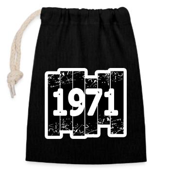 Born in 1971 - Closable cotton gift bag (14x20cm) - black - Front