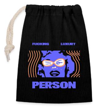Fucking Luxury Person - Verschließbarer Geschenkbeutel aus Baumwolle (14x20cm) - Schwarz - Vorne