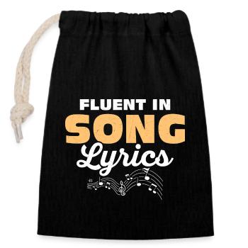 Fluent In Song Lyrics Singing Singer - Closable cotton gift bag (14x20cm) - black - Front