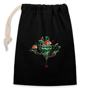 Chinesisch_Blumen in the Forbidden Stadt_Lotus1420 - Closable cotton gift bag (14x20cm) - black - Front