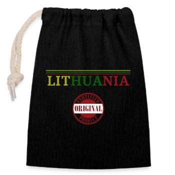 Lithuanian pride, I love Lithuania - Closable cotton gift bag (14x20cm) - black - Front