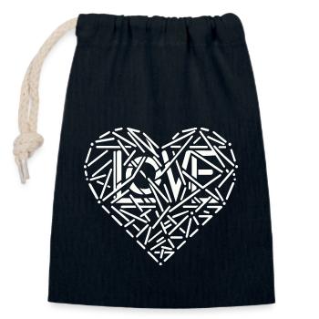 Le cœur avec l’amour - Sac cadeau en coton avec cordon (14 x 20 cm) - bleu marine - Devant
