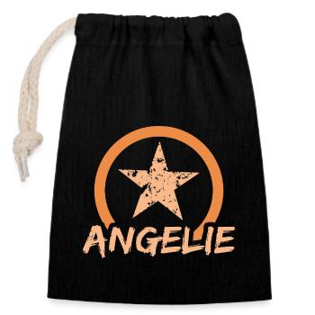 Angelie as a first name - Closable cotton gift bag (14x20cm) - black - Front