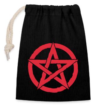 Pentagram for Atheists and Satanists or Goths - Closable cotton gift bag (14x20cm) - black - Front