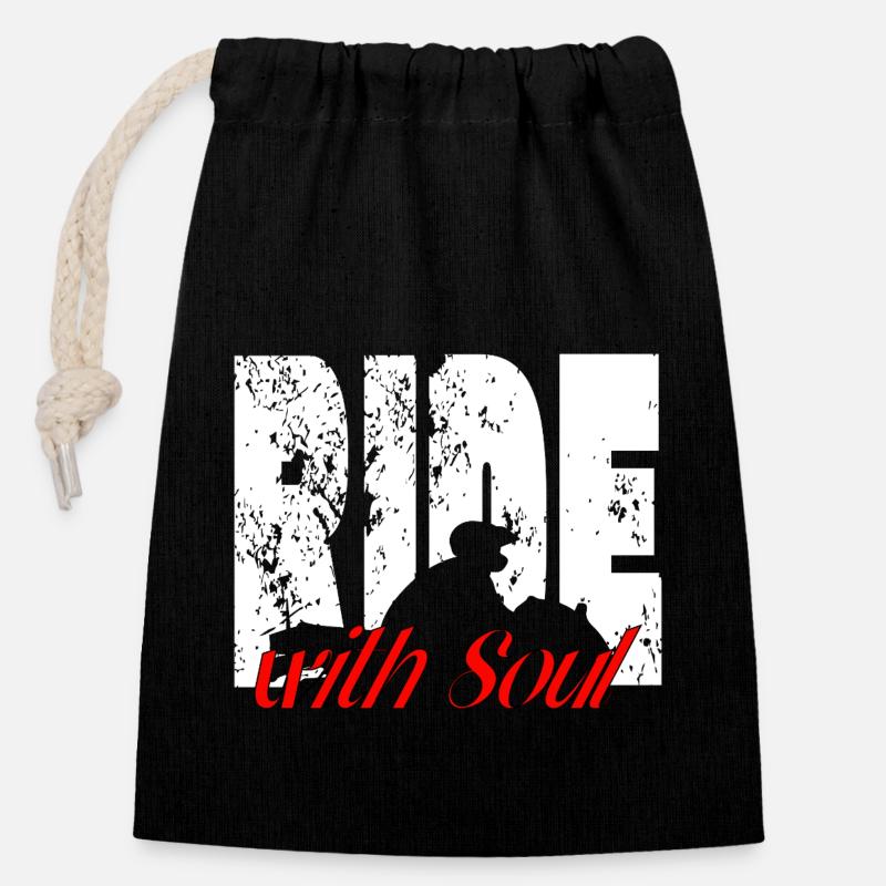 Für Biker - RideWithSoul - Verschließbarer Geschenkbeutel aus Baumwolle (14x20cm) - Schwarz