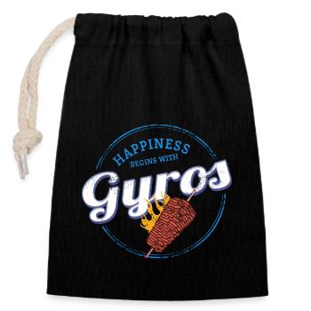 Gyros Restaurant Vintage Grèce Souvenir - Sac cadeau en coton avec cordon (14 x 20 cm) - noir - Devant