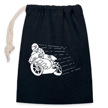 White biker and speed - Closable cotton gift bag (14x20cm) - navy - Front