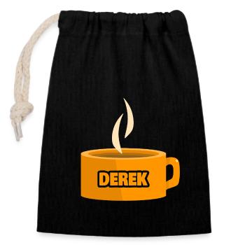 Derek as a teacup - Closable cotton gift bag (14x20cm) - black - Front