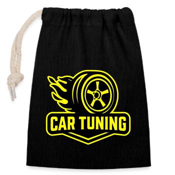 Tuning de voiture Pneus de voiture - Sac cadeau en coton avec cordon (14 x 20 cm) - noir - Devant