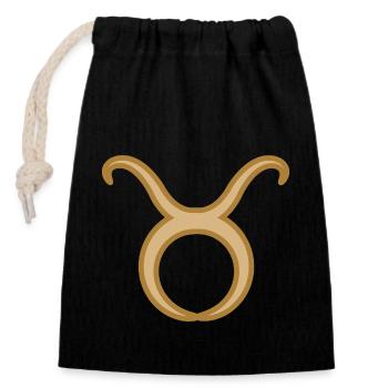 Taurus Zodiac Symbol Two Tone Golden - Closable cotton gift bag (14x20cm) - black - Front