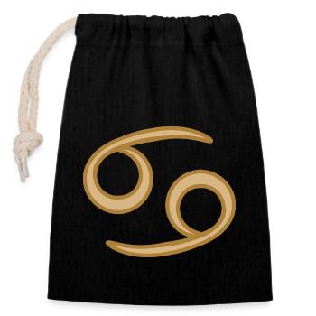 Symbole du zodiaque Cancer bicolore doré - Sac cadeau en coton avec cordon (14 x 20 cm) - noir - Devant