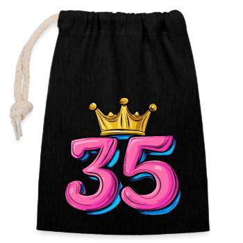 35 Number Crown - Closable cotton gift bag (14x20cm) - black - Front