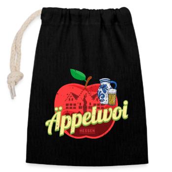 Äppelwoi Frankfurt Germany Ebbelwoi Souvenir - Closable cotton gift bag (14x20cm) - black - Front