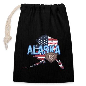 Alaska State United States Souvenir - Closable cotton gift bag (14x20cm) - black - Front