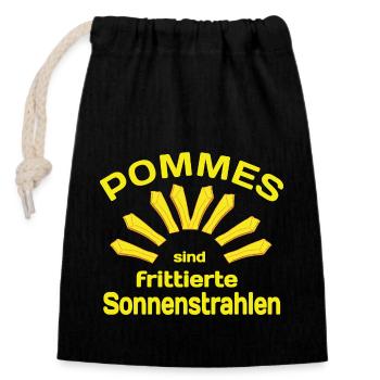 Citation de frites - Sac cadeau en coton avec cordon (14 x 20 cm) - noir - Devant