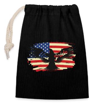 American Pride Eagle on Flag - Closable cotton gift bag (14x20cm) - black - Front