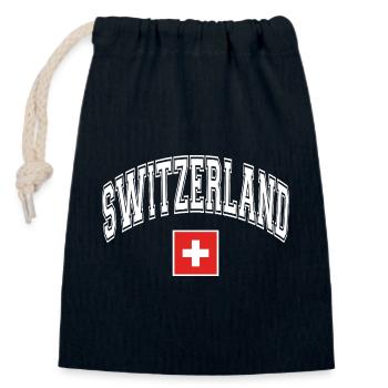 Drapeau de la Suisse - Sac cadeau en coton avec cordon (14 x 20 cm) - bleu marine - Devant