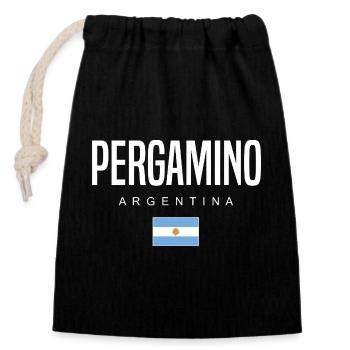 Pergamino Argentinien Argentinier - Verschließbarer Geschenkbeutel aus Baumwolle (14x20cm) - Schwarz - Vorne