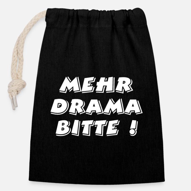 Drama - Verschließbarer Geschenkbeutel aus Baumwolle (14x20cm) - Schwarz