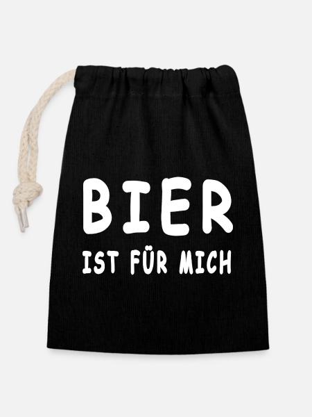 Bier - Verschließbarer Geschenkbeutel aus Baumwolle (14x20cm) - Schwarz