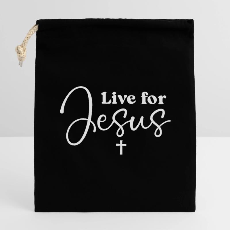 Live for Jesus Script Typography Closable cotton gift bag (14x20cm)