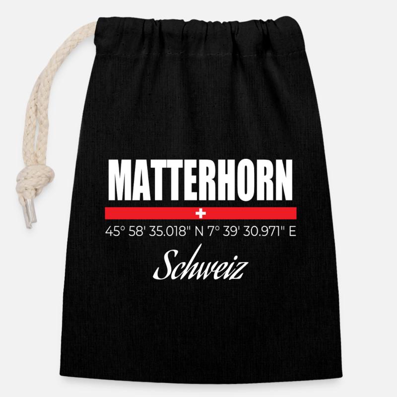 Matterhorn - Closable cotton gift bag (14x20cm) - black