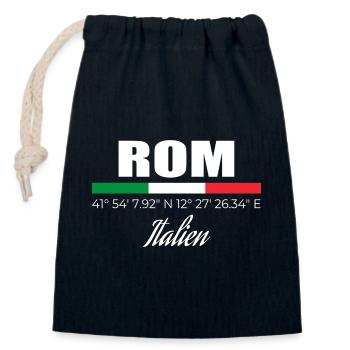 Rome - Sac cadeau en coton avec cordon (14 x 20 cm) - bleu marine - Devant