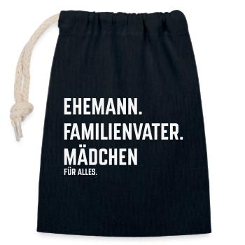 Husband Family Man Girl for Everything (White) - Closable cotton gift bag (14x20cm) - navy - Front