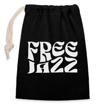 Conception du logo Free Jazz - Sac cadeau en coton avec cordon (14 x 20 cm) - noir - Devant