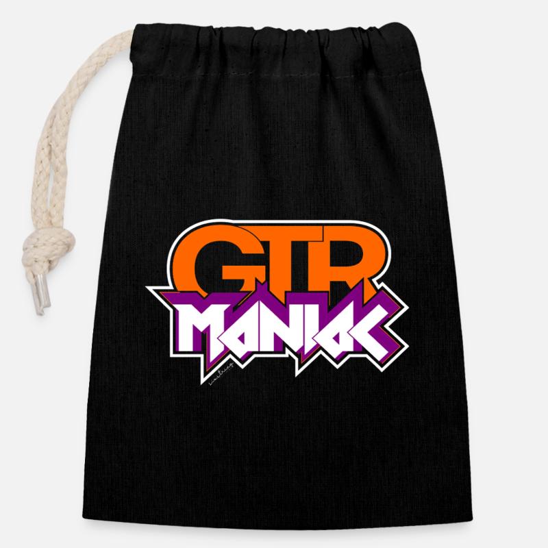 Guitar Maniac - Closable cotton gift bag (14x20cm) - black