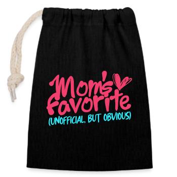 Brother Sister Mom's favorite - Closable cotton gift bag (14x20cm) - black - Front
