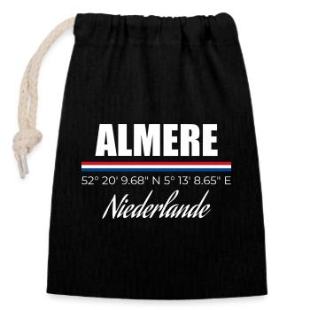 Almere - Verschließbarer Geschenkbeutel aus Baumwolle (14x20cm) - Schwarz - Vorne