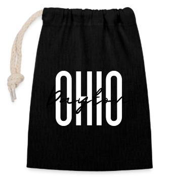 Ohio Script Overlay on Bold Block Letters - Closable cotton gift bag (14x20cm) - black - Front