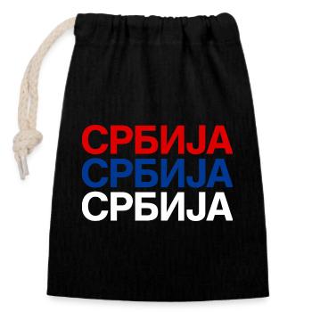 Serbia Flag Serbien - Verschließbarer Geschenkbeutel aus Baumwolle (14x20cm) - Schwarz - Vorne