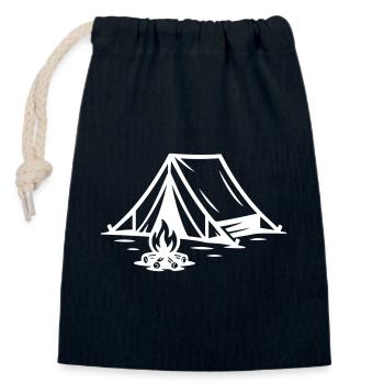 Zelt Lagerfeuer - Verschließbarer Geschenkbeutel aus Baumwolle (14x20cm) - Navy - Vorne