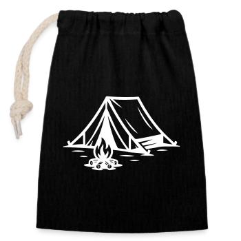 Tent Campfire - Closable cotton gift bag (14x20cm) - black - Front