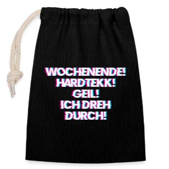 Hardtekk Tekk - Closable cotton gift bag (14x20cm) - black - Front