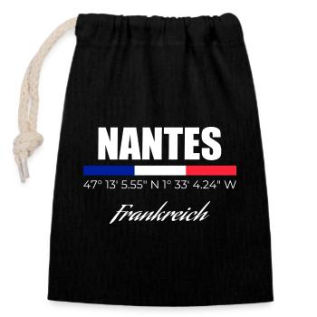 Nantes - Closable cotton gift bag (14x20cm) - black - Front