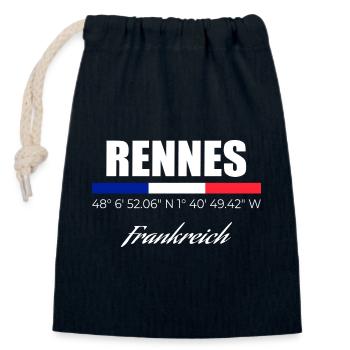 Rennes - Sac cadeau en coton avec cordon (14 x 20 cm) - bleu marine - Devant