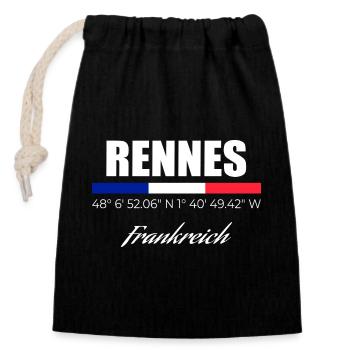 Rennes - Sac cadeau en coton avec cordon (14 x 20 cm) - noir - Devant