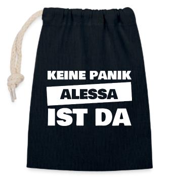 First name Alessa - Closable cotton gift bag (14x20cm) - navy - Front