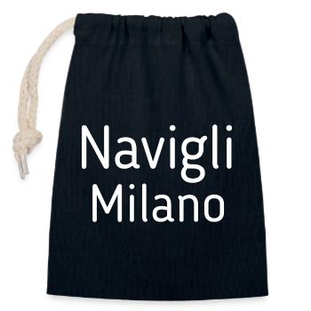 Milan Italy Navigli - Closable cotton gift bag (14x20cm) - navy - Front